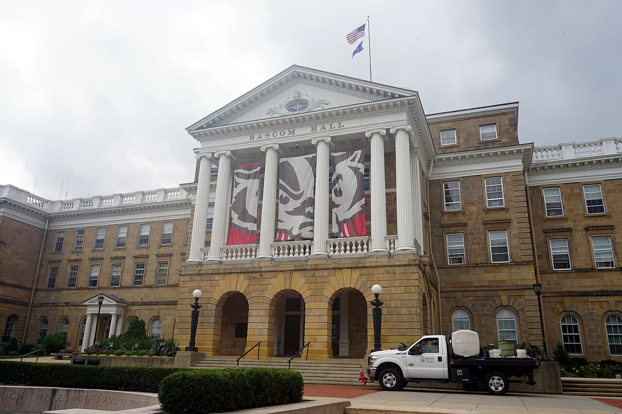 Bascom Hall overlooking Bascom Mall at the University of Wisconsin–Madison